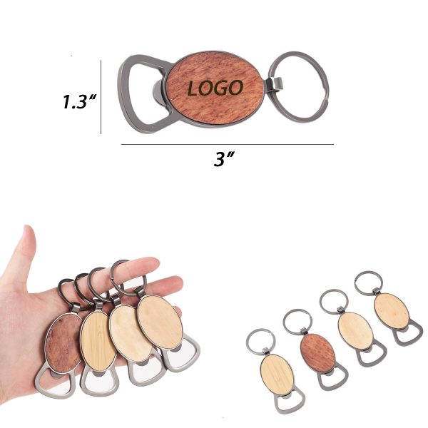 Wooden Bottle Opener w/Keychain