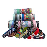 3/5" Sublimated Elastic Event Wristband W/ Customizable Woven Label - Image 3