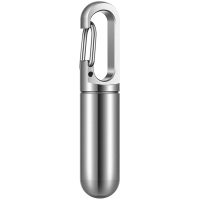 Stainless Steel Mini Pill Box with Keychain - Image 2