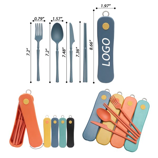 Straw Rotatable Box Cutlery Set