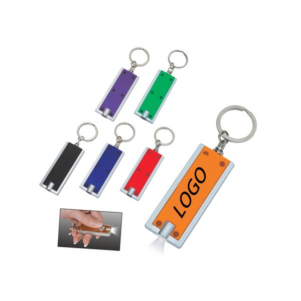Slim Rectangular LED Flashlight with Rotating Keychain