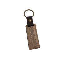 Wood Keychain Key Ring w/PU Leather Strap - Image 3