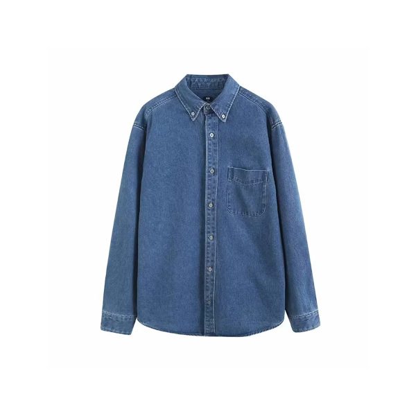 Long Sleeve Denim Shirt w/Patch Pocket