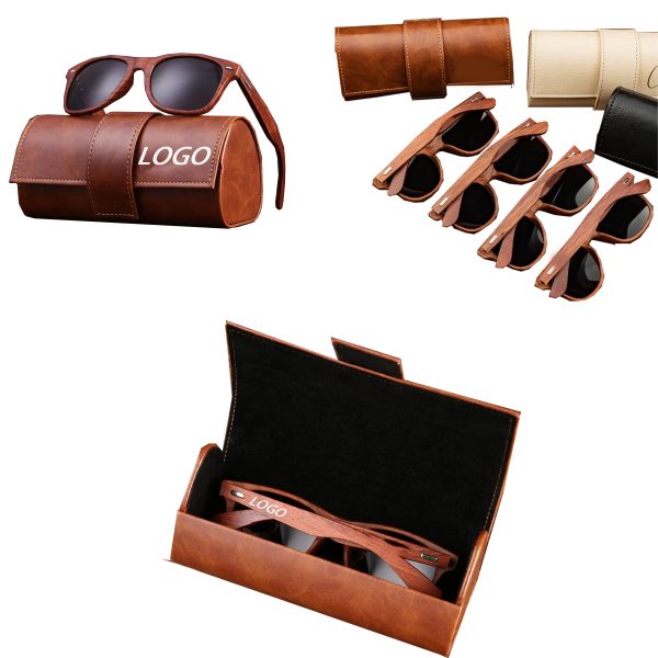 Wooden Sunglasses Vintage Leather Handmade Eyeglass Case
