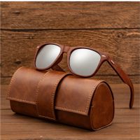 Wooden Sunglasses Vintage Leather Handmade Eyeglass Case - Image 3