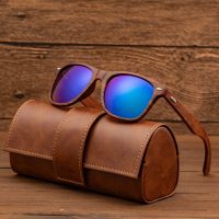 Wooden Sunglasses Vintage Leather Handmade Eyeglass Case - Image 4