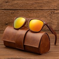 Wooden Sunglasses Vintage Leather Handmade Eyeglass Case - Image 5