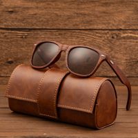 Wooden Sunglasses Vintage Leather Handmade Eyeglass Case - Image 6
