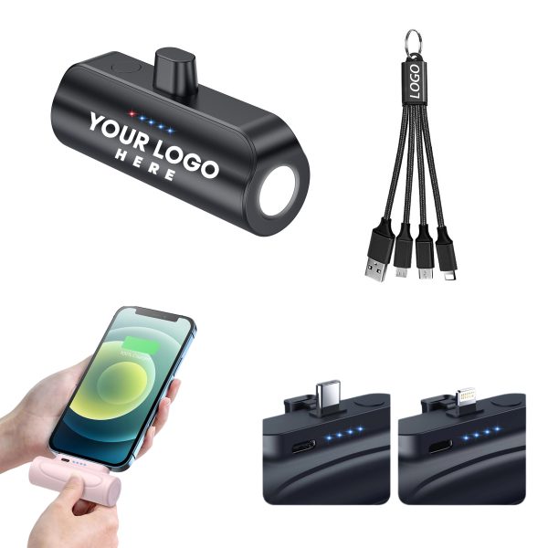 5000mAh Capsule Power Bank w/All-in-One Cable