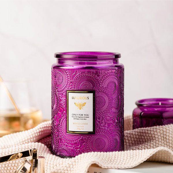 8 oz. Embossed Cup Natural Soy Candle